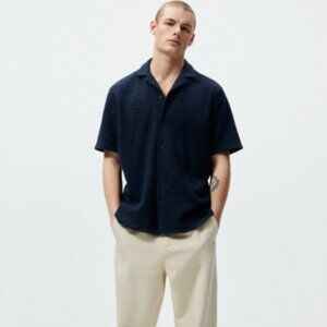 Zara XL men button up shirt Navy Blue